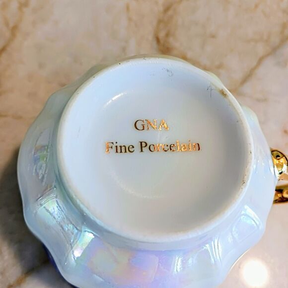 GNA Fine Porcelain Tea Cup 24k Hand Painted Victorian Iridescent Replacement - Picture 7 of 14